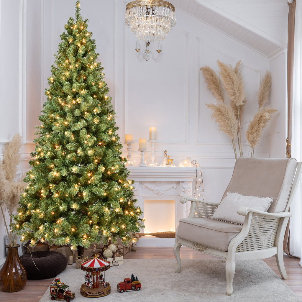 6ft Pre-Lit PVC Christmas Tree with 300 UL Lights, 779 Tips,