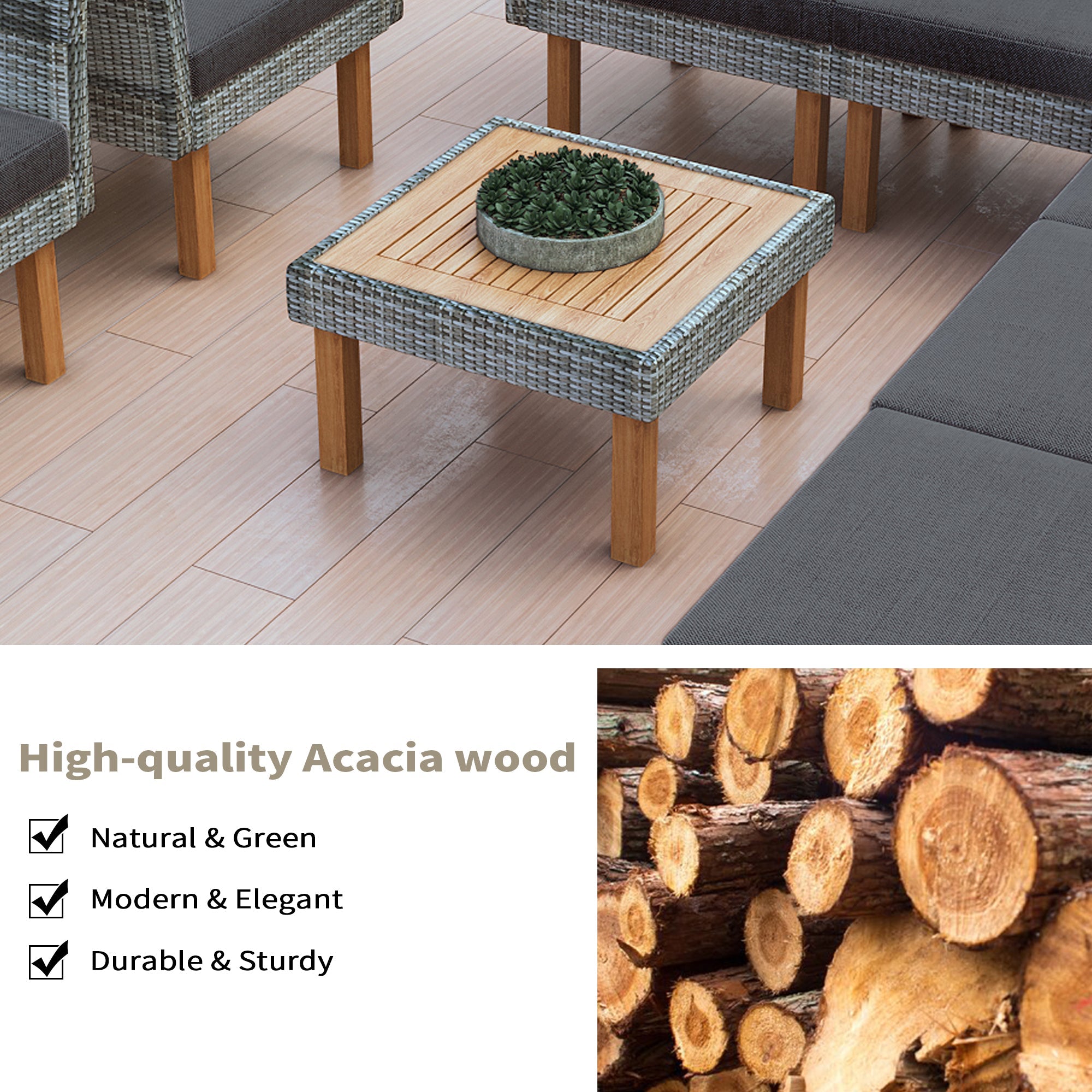 9-Piece Patio Rattan Furniture Set, Outdoor Conversation Set With