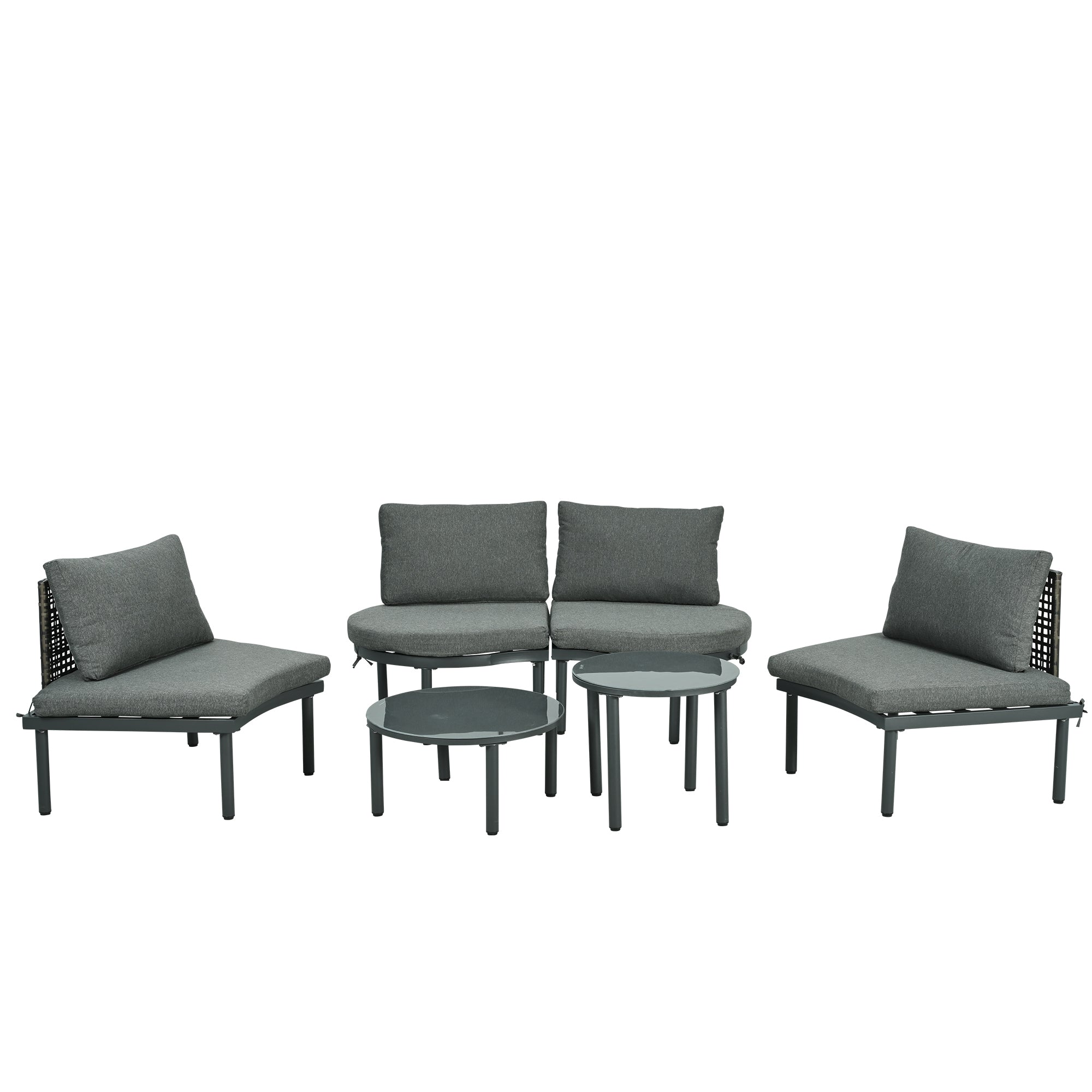 6-Piece Patio Sofa Furniture Set, Half Moon Outdoor Sectional Sofa